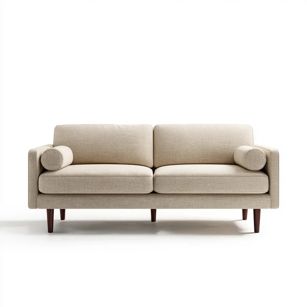 Sofa, Podwójna sofa w poliestrze z litymi nogami z drewna 180 x 85 x 80 cm