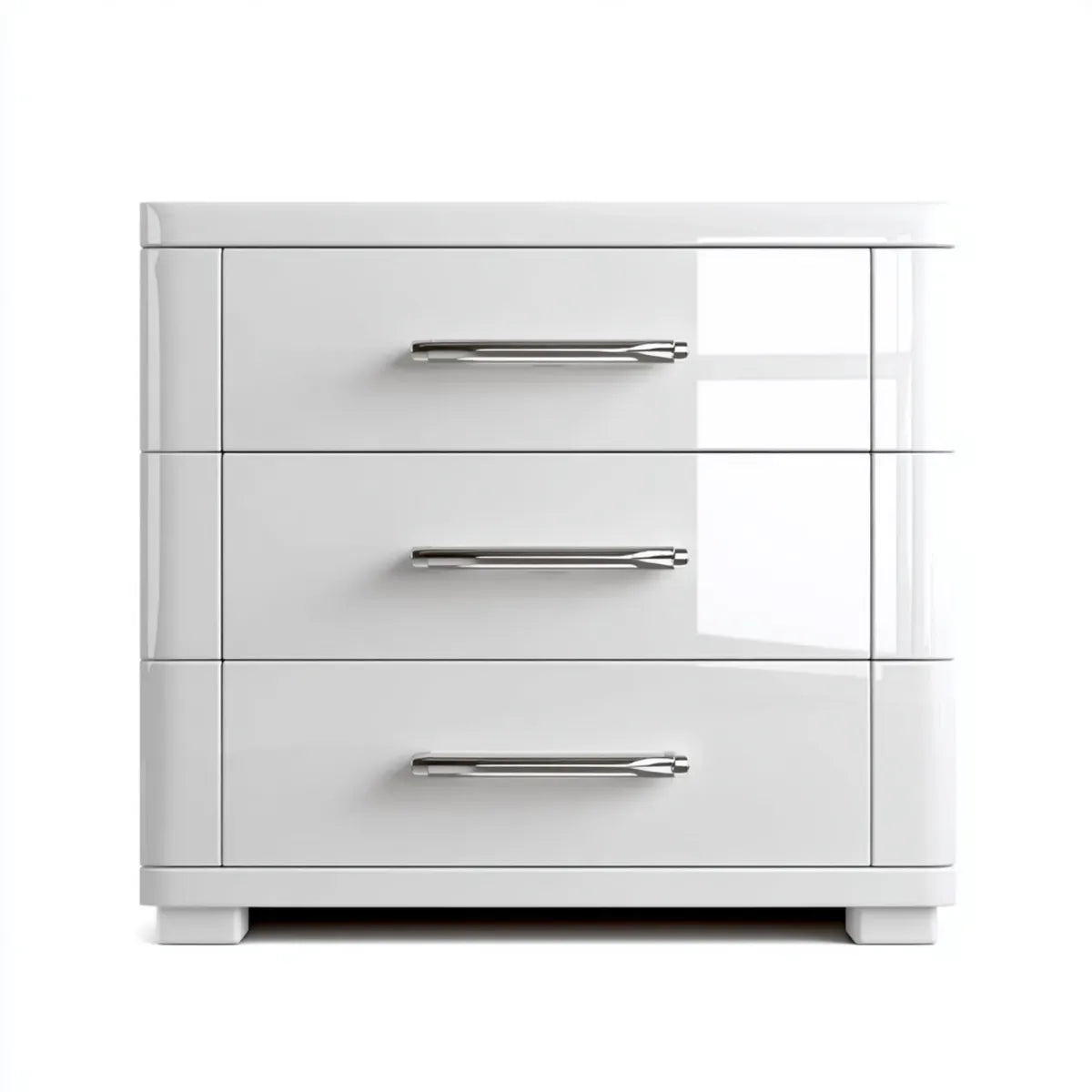 Komoda, 3 szuflady połysk biały 80 x 40 x 75 cm prostokątna MDF
