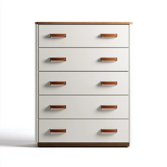 Komoda, Boxer 5 szuflad biały i brązowy 80 x 40 x 110 cm prostokątna MDF