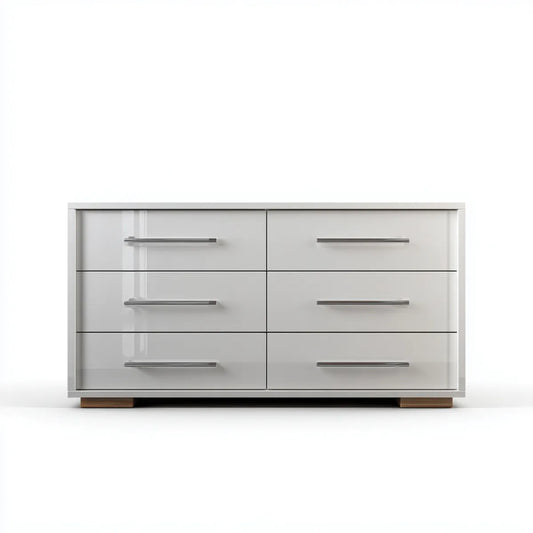 Komoda, 6 szuflady błyszczące szare szuflady z płyty MDF 160 x 45 x 80 cm prostokątne