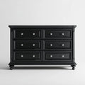 Komoda, 6 szuflad Czarna 150 x 50 x 95 cm w Legno Massello e MDF Prostokątny