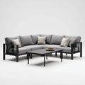 Sofa ogrodowa, Taras loungeset narożna kanapa z stolik kawy szary czarny 240 x 160 cm stal poliester kształt L
