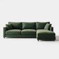 Sofa, 3 kanapa z szezlongiem na prawym ciemnym zielonym 280 x 165 x 85 cm poliester w kształcie litery L