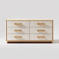 Komoda, 6 szuflady z kości słoniowej i złota 160 x 45 x 85 cm MDF pudełko z prostokątnym PU