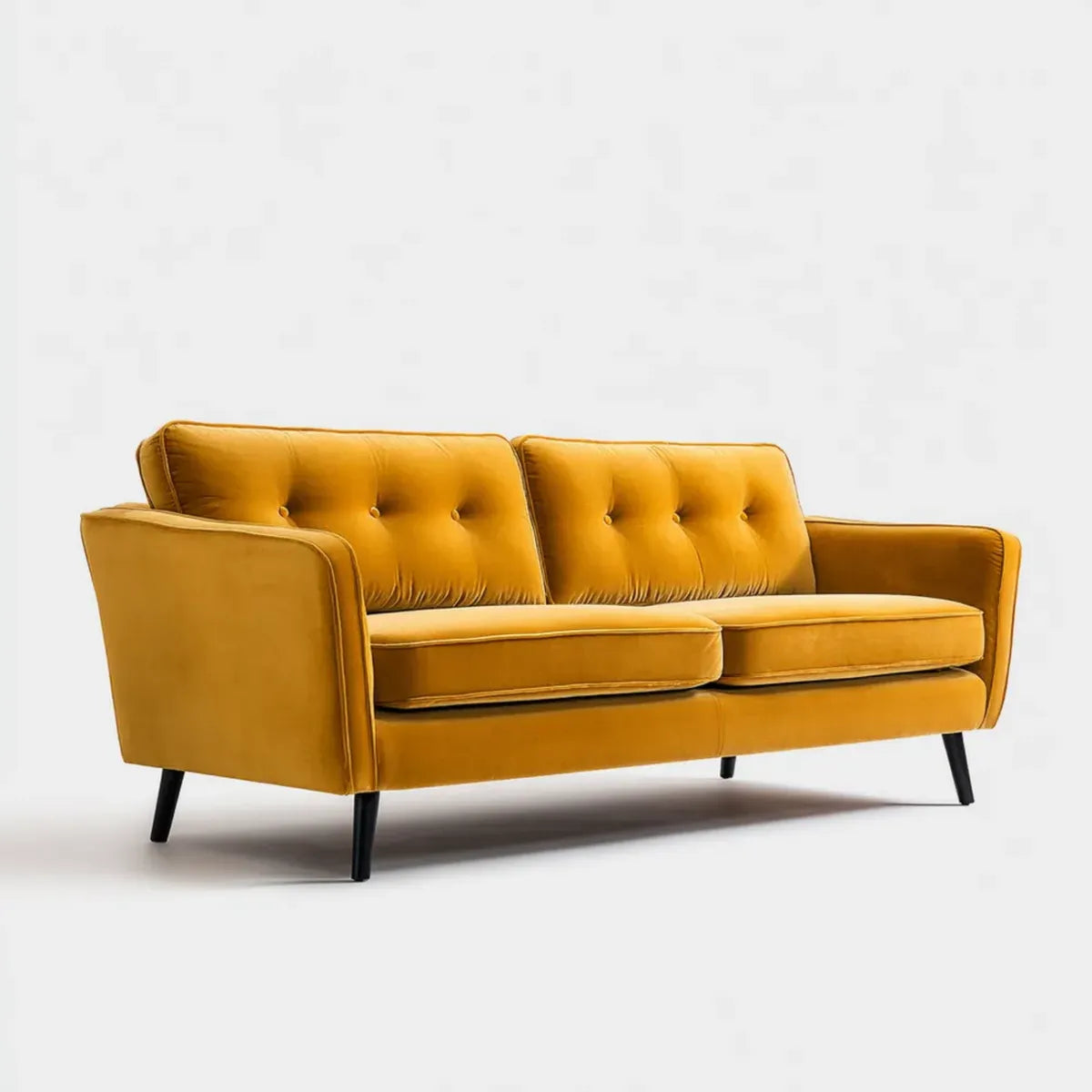 Sofa, 2 kanapa fotela prosta musztarda 160 x 85 x 85 cm aksamit poliestrowy