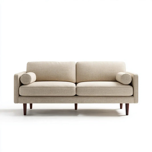 Sofa, Podwójna sofa w poliestrze z litymi nogami z drewna 180 x 85 x 80 cm