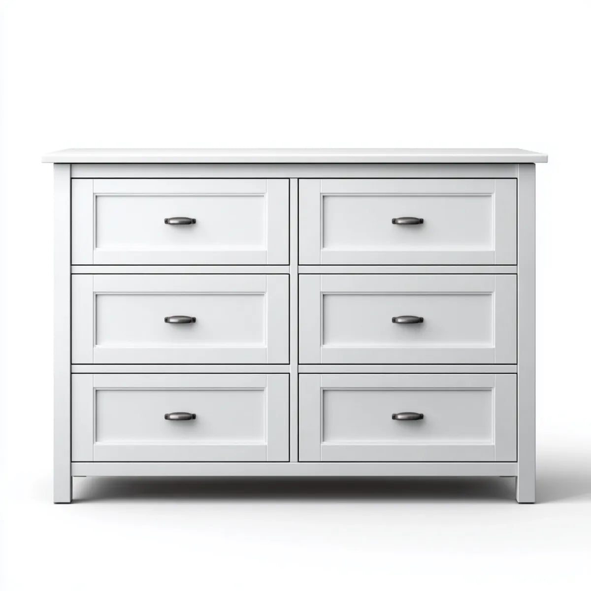 Komoda, Biała szuflada z 6 szufladami w prostokątnym MDF 120 x 45 x 90 cm