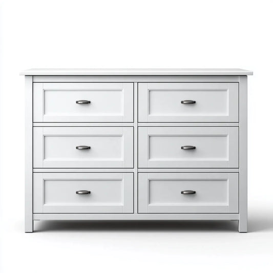 Komoda, Biała szuflada z 6 szufladami w prostokątnym MDF 120 x 45 x 90 cm