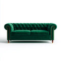 Sofa, Chesterfield Emerald Zielony 2 kanapa z fotela 190 x 85 x 75 cm poliester aksamit capite kształt prosty