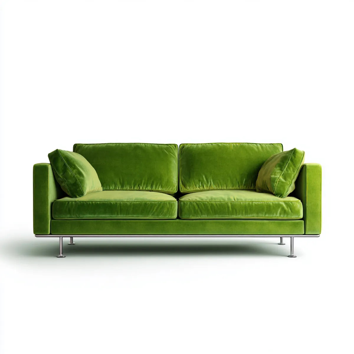 Sofa, 2 fotela w prostokątnym zielonym aksamicie 180 x 90 x 85 cm