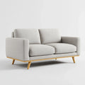 Sofa, 2 fotela sofa jasnoszara 180 x 85 x 84 cm poliester i hevea lite szkło proste