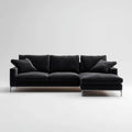 Sofa, Kanapa narożna z czarnym, południowym czarnym 265 x 160 x 85 cm poliestrowym aksamitem
