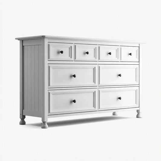 Komoda, 8 szuflady biały 150 x 45 x 90 cm prostokątna MDF