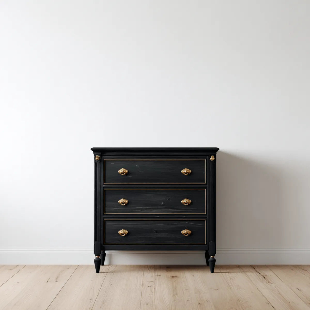 Komoda, 3 szuflady czarne 80 x 45 x 90 cm prostokątna MDF