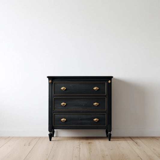 Komoda, 3 szuflady czarne 80 x 45 x 90 cm prostokątna MDF