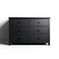 Komoda, 6 szuflad czarny 120 x 40 x 85 cm prostokątna MDF