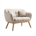 Sofa, Podwójna sofa w poliestrze z litymi nogami dębowymi okrągłe kształty 130 x 78 x 83 cm