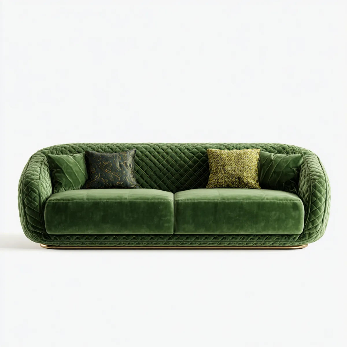 sofa 2-osobowa zielona 210 x 95 x 78 cm poliestrowy aksamit okrągły