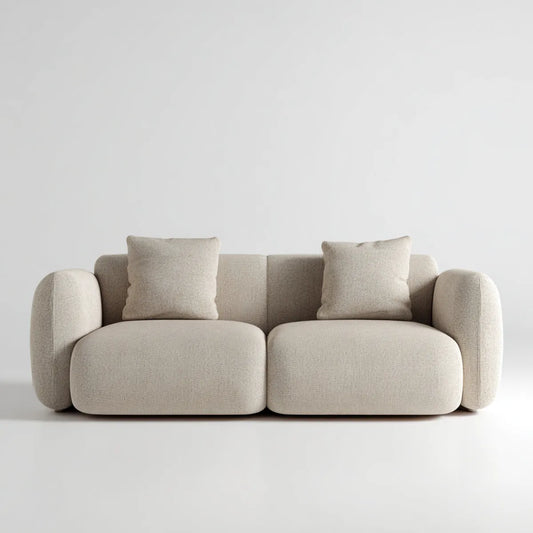 Sofa, Podwójna sofa w poliestrowym zaokrąglonym kształcie 180 x 95 x 75 cm