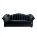 Sofa, 2 fotela prosta czarna 170 x 82 x 82 cm w poliestrowym aksamicie kapitonu