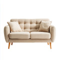 Sofa, 2-fotelowa kanapa beżowa 148 x 82 x 86 cm poliester prostokątna