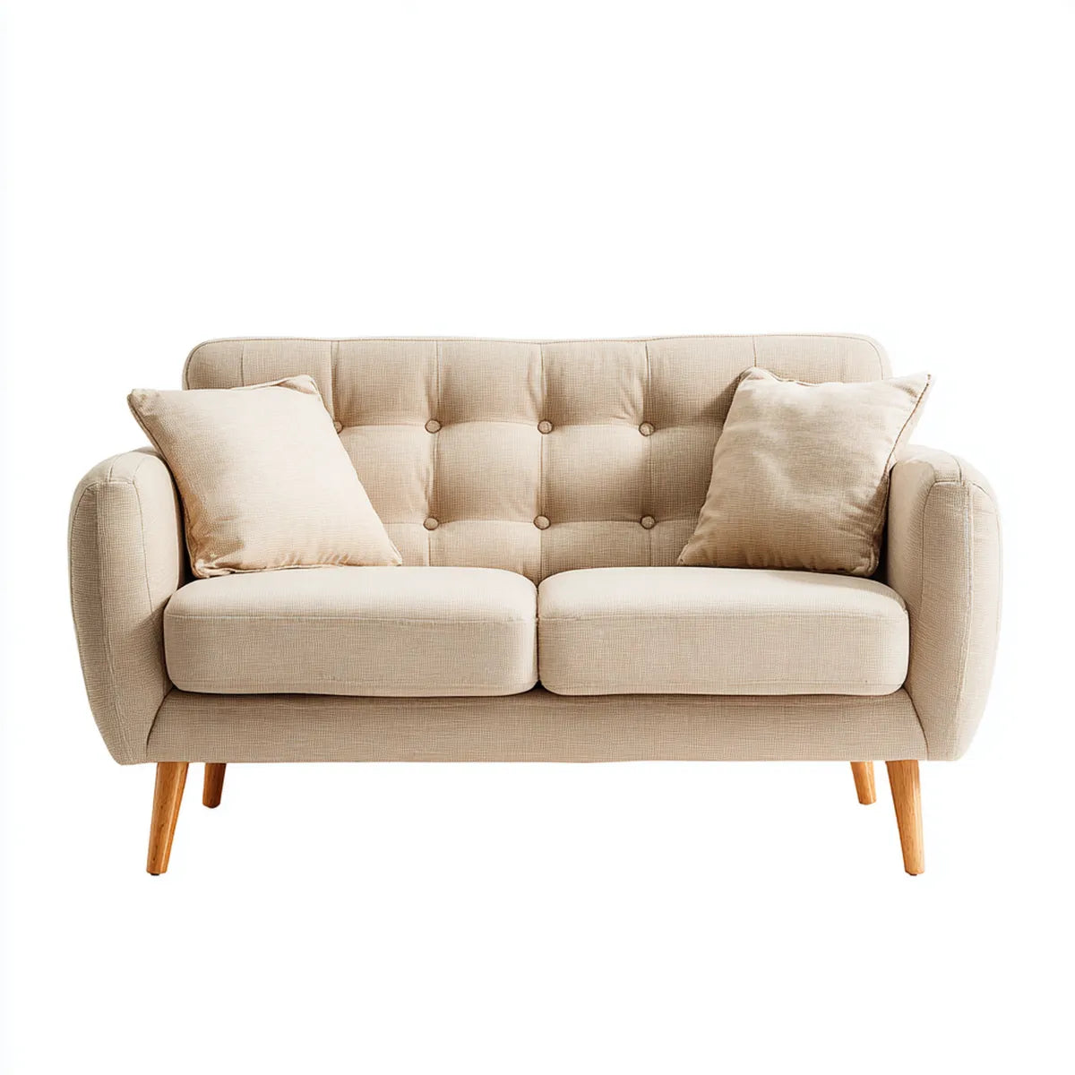 Sofa, 2-fotelowa kanapa beżowa 148 x 82 x 86 cm poliester prostokątna