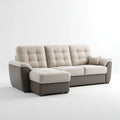 Sofa, Kanapa narożna z kremem szezlongiem ciemnoszary 270 x 160 x 92 cm tapicerka poliestrowa PU sztucznej skóry kształt litery L