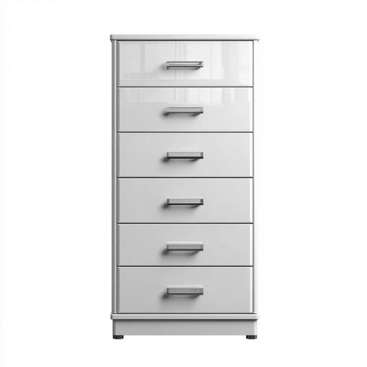 Komoda, 6 szuflady białe 60 x 40 x 120 cm w prostokątnym kształcie MDF