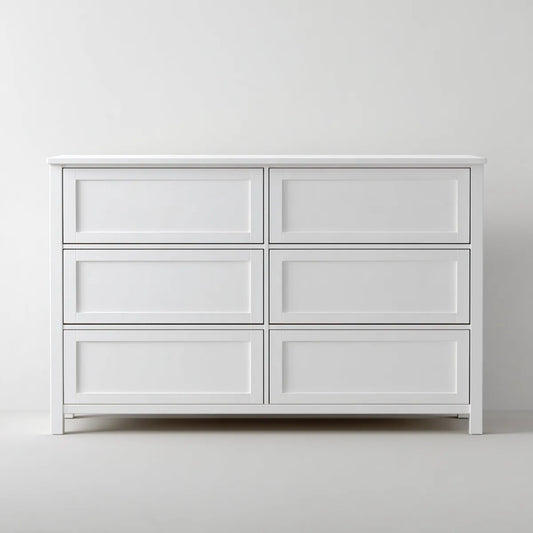 Komoda, 6 szuflady biały 160 x 48 x 96 cm prostokątna MDF