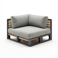 Sofa ogrodowa, Taras narożna kanapa moduł szary czarny 120 x 120 x 75 cm lite stali drewnianej prostokątne