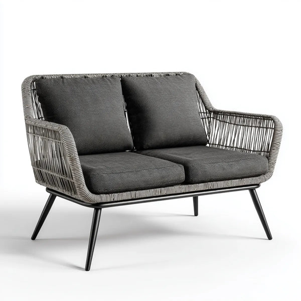 Sofa ogrodowa, Taras 2- osobowy sofa szara 133 x 72 x 78 cm ze stali pokrytej proszkiem i siatki z drutu polipropylenowego prostokątne