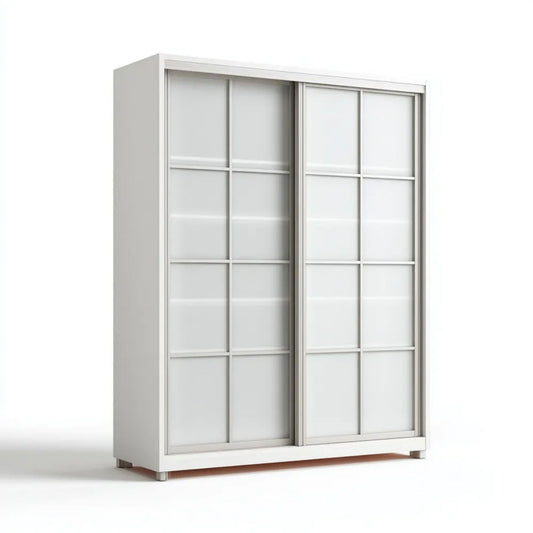 Szafa, Biała szafa w MDF z 2 przezroczystymi drzwiami, 160 x 60 x 200 cm