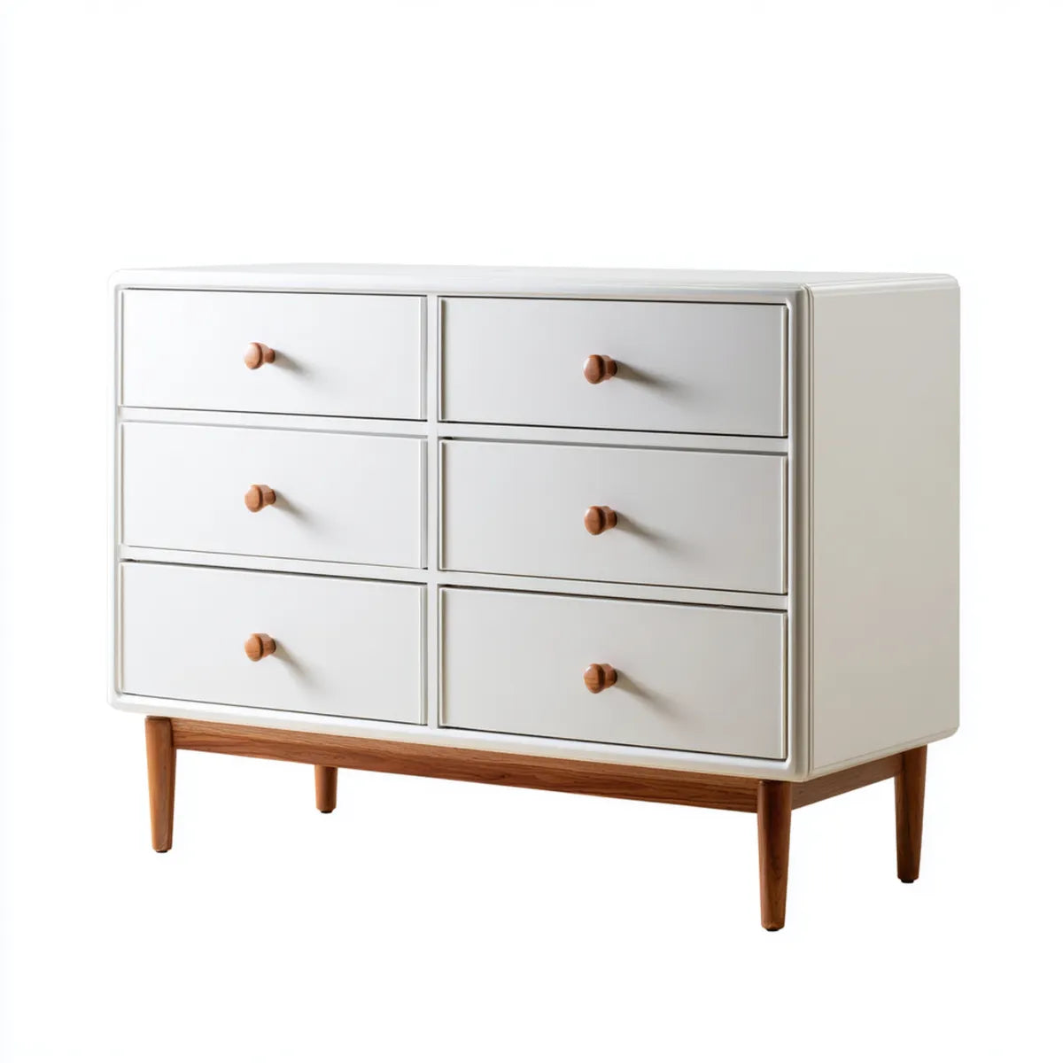 Komoda, 6 szuflady białe 120 x 45 x 90 cm MDF i prostokątne drewno lite