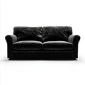 Sofa, 2 fotela czarna sofa w poliestrowym aksamicie z żebrowanymi żebrami 160 x 88 x 85 cm