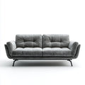 Sofa, 3 fotela prosta szara w poliestrowym mikrofibrze 220 x 95 x 85 cm