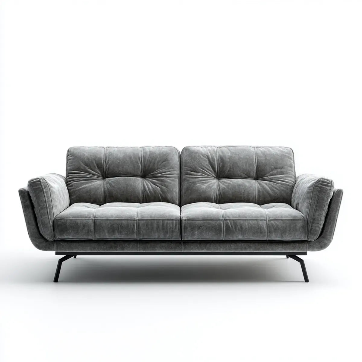 Sofa, 3 fotela prosta szara w poliestrowym mikrofibrze 220 x 95 x 85 cm