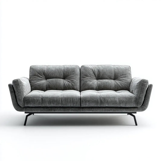 Sofa, 3 fotela prosta szara w poliestrowym mikrofibrze 220 x 95 x 85 cm
