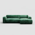 Sofa, Kanapa narożna z prawej strony szezlong zielony w poliestrowym żebrowanym aksamicie 250 x 160 x 78 cm
