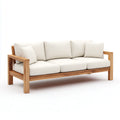 Sofa, Krem i naturalna 3 kanapa fotela 210 x 80 x 75 cm w kształcie prostokątnym w kształcie akacji stałej