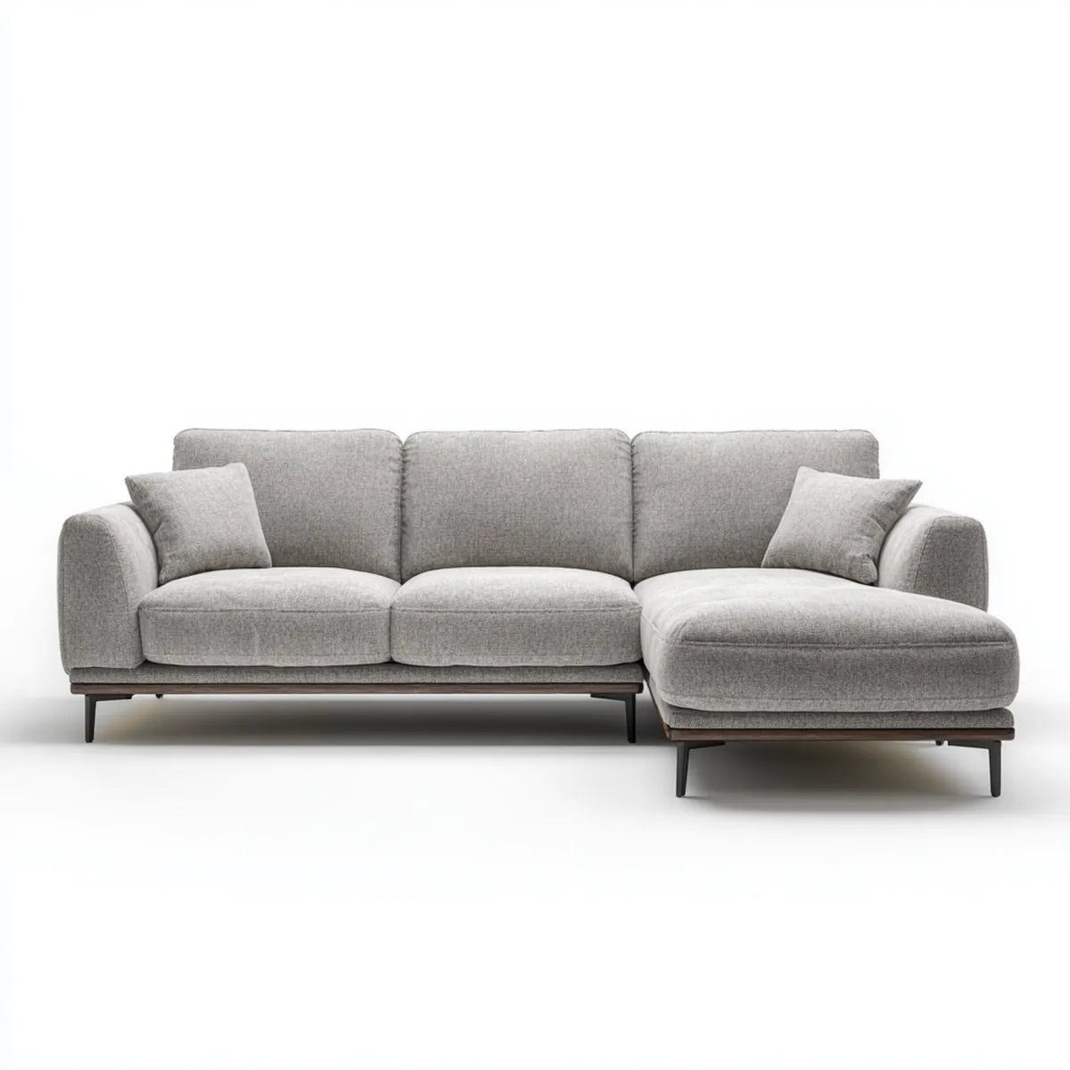 Sofa, 3-osobowa poliester prosty narożnik sofa szary kształt 280 x 160 x 85 cm