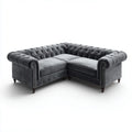 Sofa, Chesterfield 4 narożnik fotelika sofa szary antracyt ze skóry syntetycznej PU 245 x 245 x 75 cm