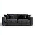 Sofa, 2 fotela czarna 180 x 95 x 85 cm w poliestrowym, żebrowanym aksamicie szkła