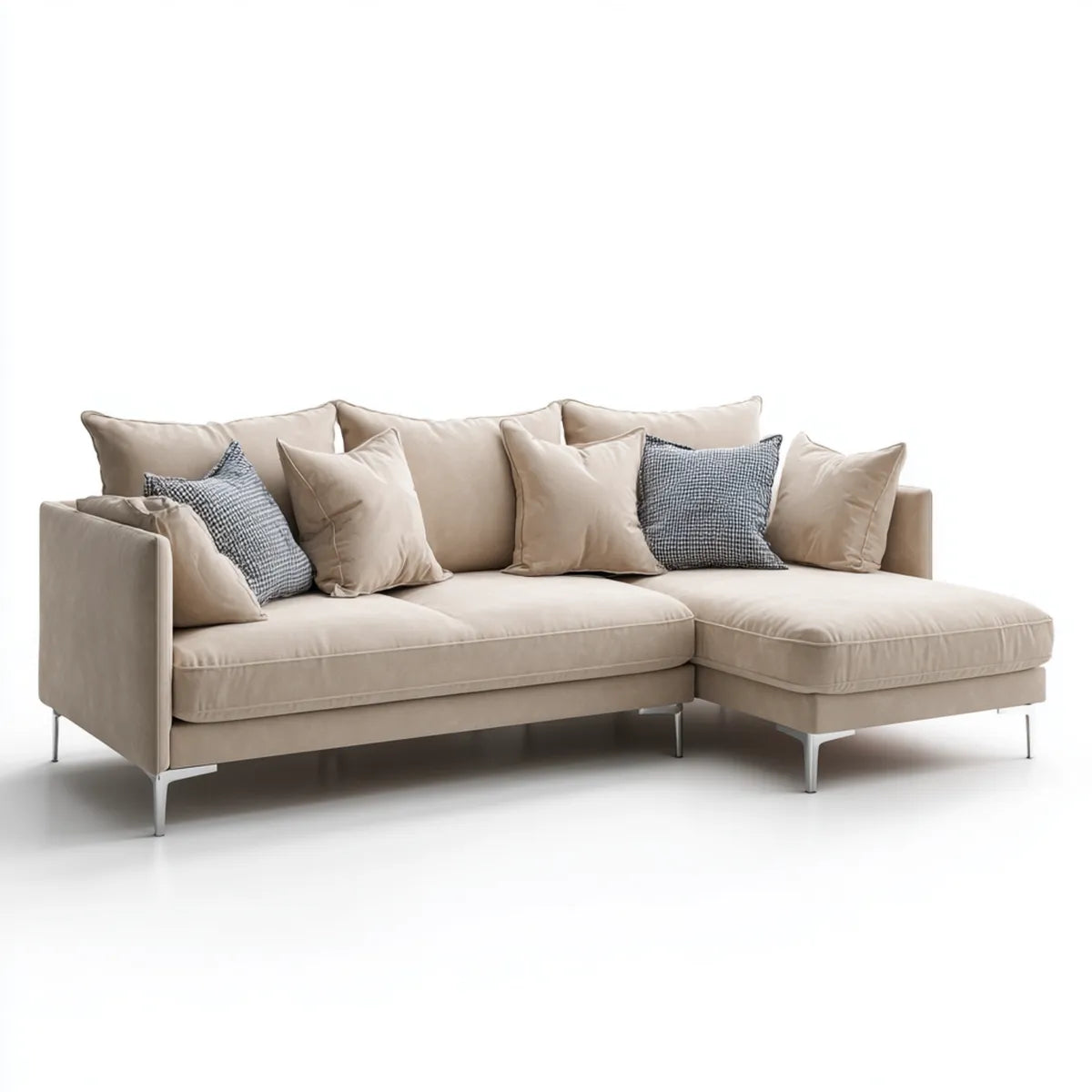 Sofa, 3 fotela rozkładana fotel beżowy 260 x 160 x 85 cm poliester z szezlongiem