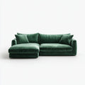 Sofa, 3 ciemnozielone poliestrowe aksamitne sofa z lewym narożnikiem 250 x 160 x 85 cm