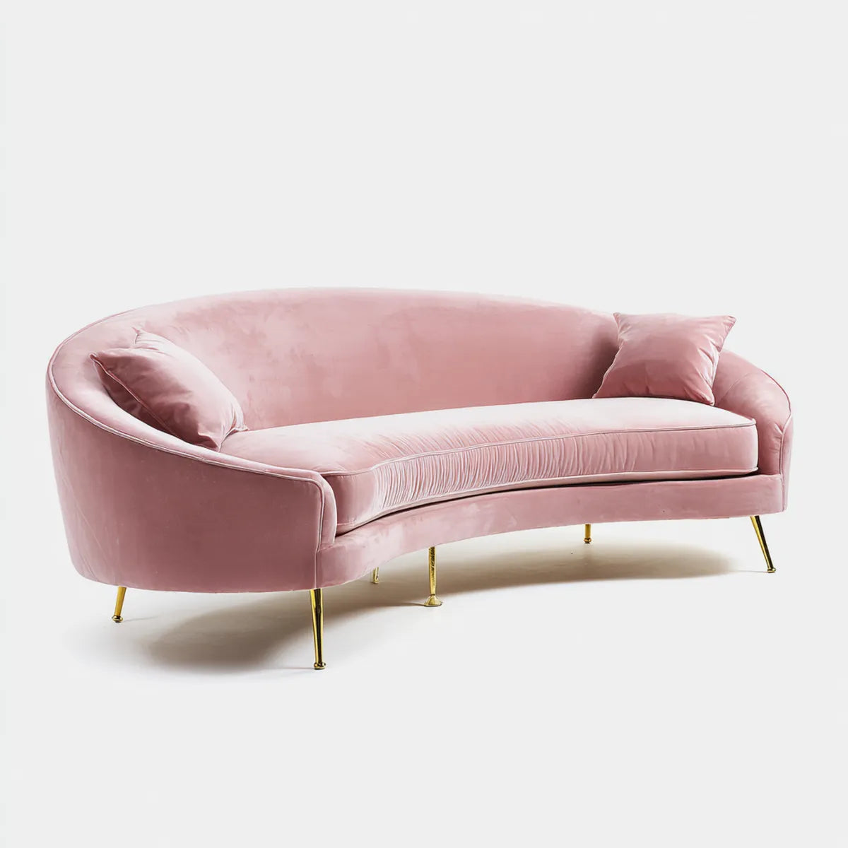 sofa 2-osobowa różowa 180 x 85 x 78 cm poliestrowy aksamit w kształcie półksiężyca